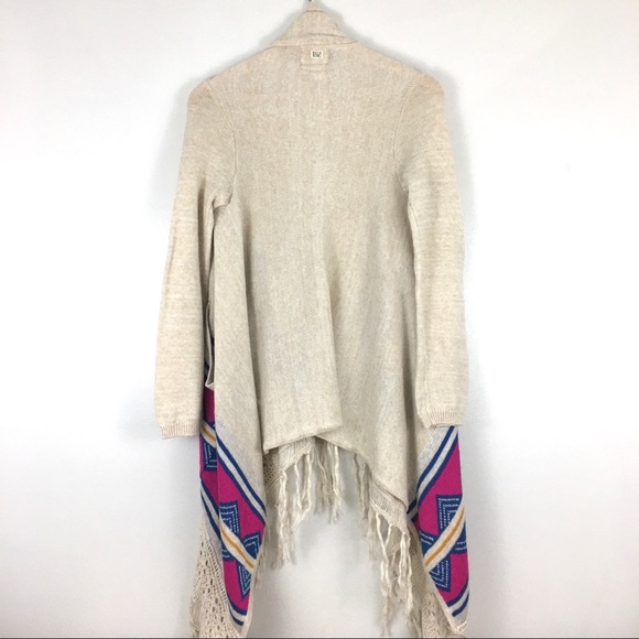 Billabong Boho Open Front Fringe Cardigan Sweater - Picture 2 of 12
